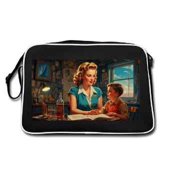 Mutter mit Kind - Retro 50er Jahre - Retro Tasche - Schwarz/Weiß - Hinten