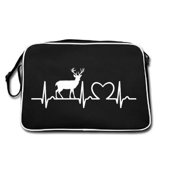 Hirsch ECG Curve - Heart Curve - Pulse - Retro Bag - black/white - Back