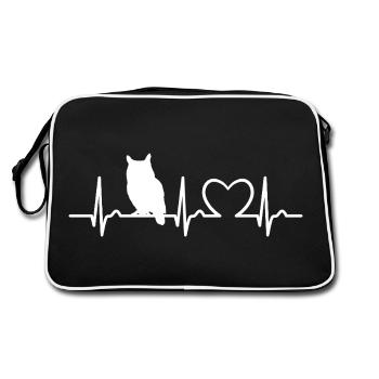 Courbe ECG du hibou grand-duc - Courbe du cœur - Pouls - Sac Retro - noir/blanc - Dos