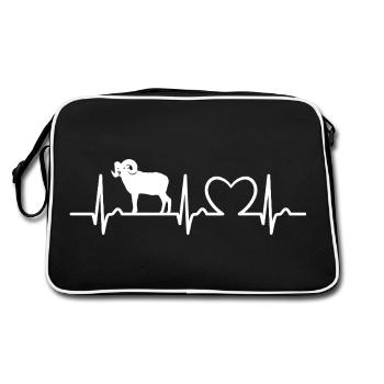 Capricorn - ECG Curve - Heart Curve - Pulse - Retro Bag - black/white - Back