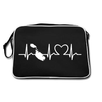 Courbe cardiaque Malte - Voyage - Nation - Pouls - ECG - Sac Retro - noir/blanc - Dos