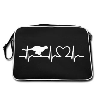 Cheetah ECG Curve - Heart Curve - Pulse - Retro Bag - black/white - Back