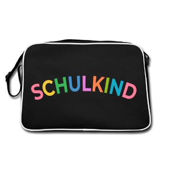 Erste Klasse - Schulkind - Name eintragen - Retro Tasche - Schwarz/Weiß - Hinten
