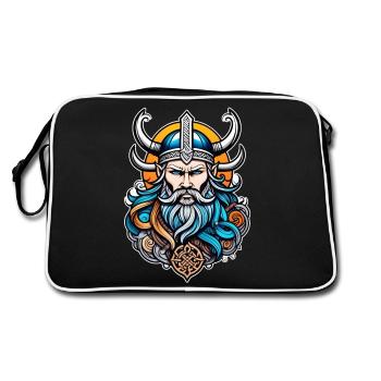 Wikinger Odin Thor Walhalla - Retro Tasche - Schwarz/Weiß - Hinten