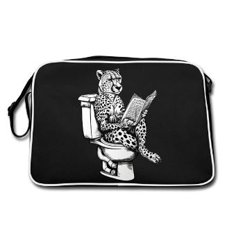 Guépard de lecture sur les toilettes dans un style vintage - Sac Retro - noir/blanc - Dos