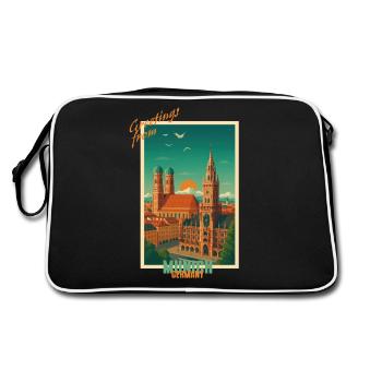 München Vintage Reise Illustration - Deutschland - Retro Tasche - Schwarz/Weiß - Hinten