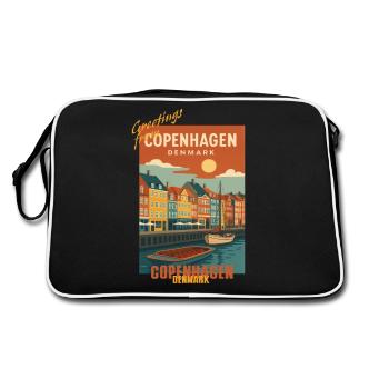 Kopenhagen Vintage Reise Illustration - Dänemark - Retro Tasche - Schwarz/Weiß - Hinten