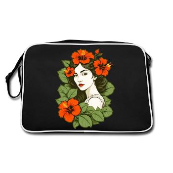 Fleurs d’hibiscus - Sac Retro - noir/blanc - Dos