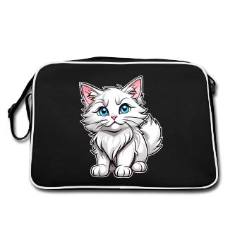 Mignon chat Maine Coon aux yeux bleus - Sac Retro - noir/blanc - Dos