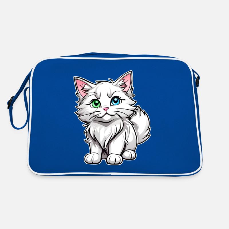 Chat blanc mignon avec des yeux différents Sac Retro