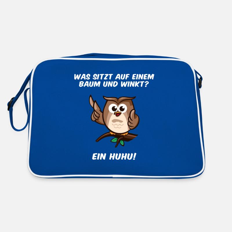 Ein Huhu ist ein Uhu, der dir winkt. Lustige Eule Retro Tasche