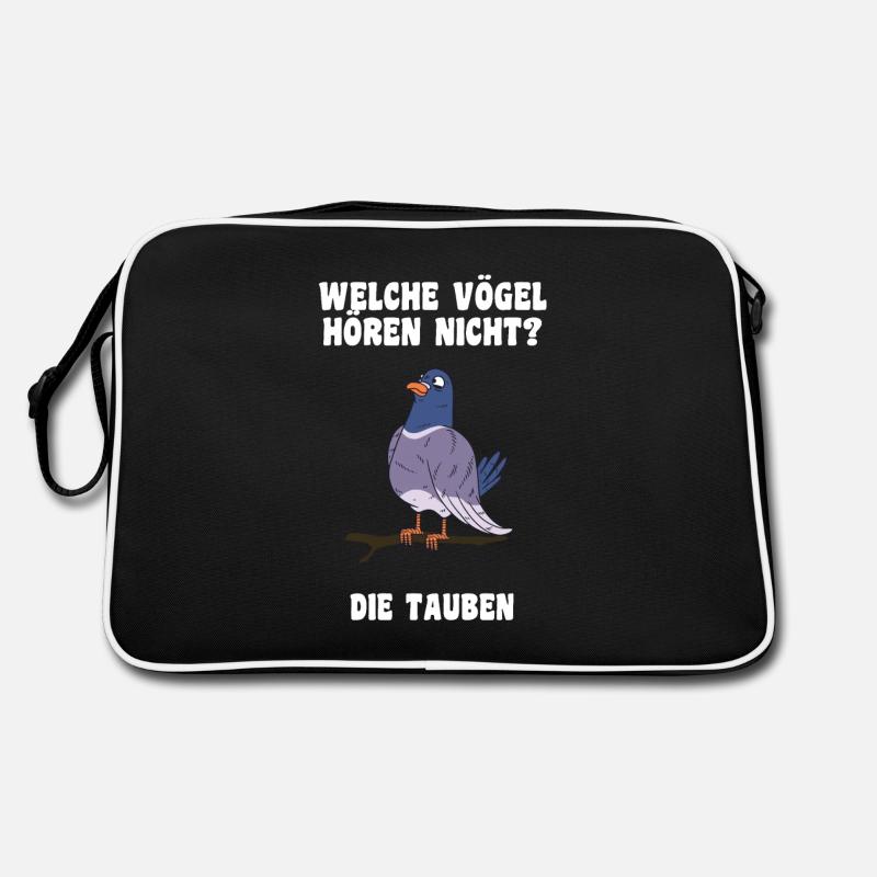 Das Tauben Witze Design - Retro Tasche - Schwarz/Weiß