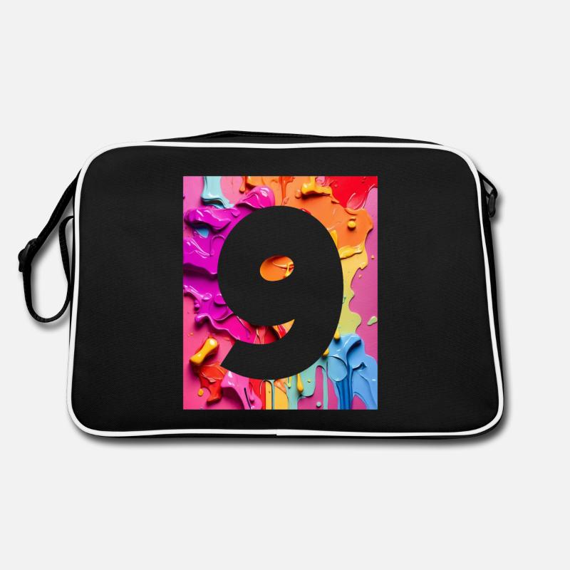 NR. 9 NUMMER 9 BUNT 9. GEBURTSTAG Retro Tasche