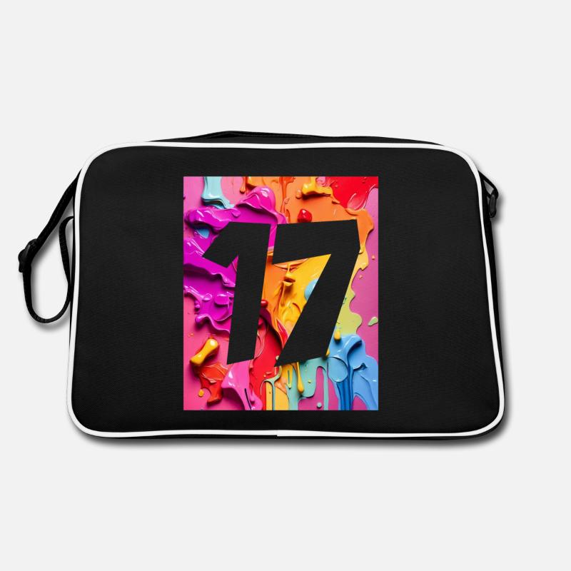 NR. 17 NUMMER 17 BUNT 17. GEBURTSTAG Retro Tasche