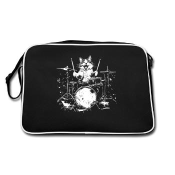 Cat Drums Drummer Drums Drummer Rock - Sac Retro - noir/blanc - Dos