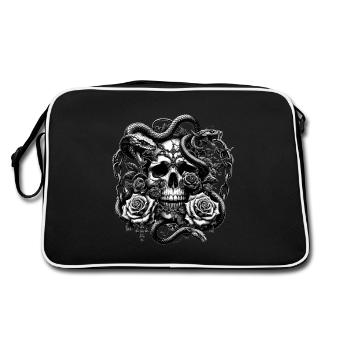 Gothic Skull and Roses Art Graphic - Retro Bag - black/white - Back