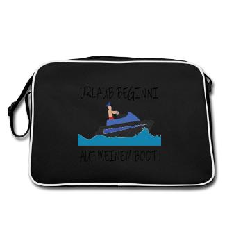 Vacation starts on my boat summer sea captain - Retro Bag - black/white - Back