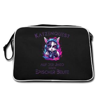 Katzen Gaming Epic Geschenk - Retro Tasche - Schwarz/Weiß - Hinten