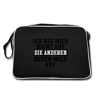 ich reg mich nicht auf die anderen regen mich auf - Retro Tasche - Schwarz/Weiß - Hinten