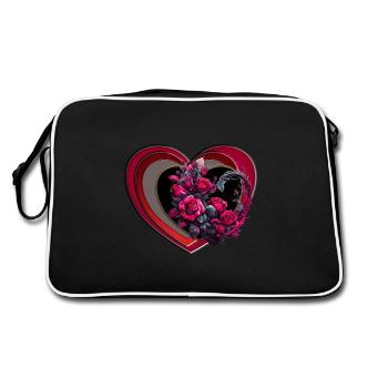 Heart icon abstract illustration asymmetrical - Retro Bag - black/white - Back