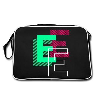 Initial Letter E Design Gift - Retro Bag - black/white - Back