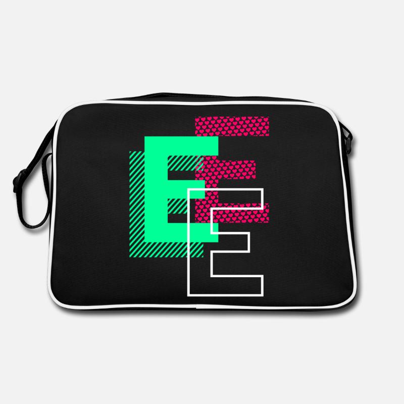 Anfangsbuchstabe E Design Geschenk - Retro Tasche - Schwarz/Weiß