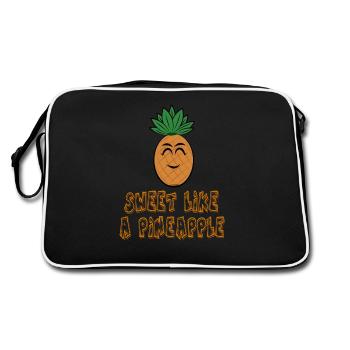 Ananas Pineapple Sweet like a pineapple - Retro Tasche - Schwarz/Weiß - Hinten