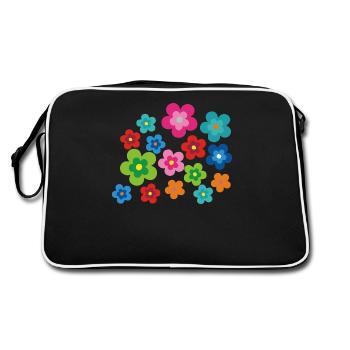 Hippie Fleurs Flower Power Gift Années 70 Amour - Sac Retro - noir/blanc - Dos