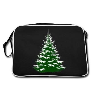 O fir tree snow covered fir spruce xmas - Retro Bag - black/white - Back