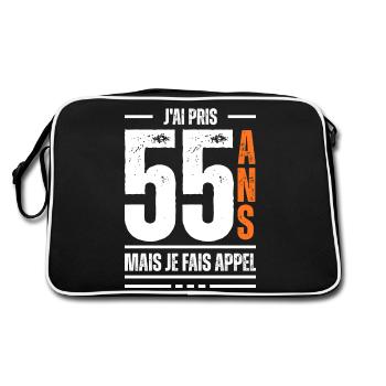 55 ans / t-shirt 55 ans / idée cadeau 55 ans - Sac Retro - noir/blanc - Dos