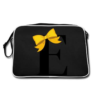 Letter e yellow bow - Retro Bag - black/white - Back