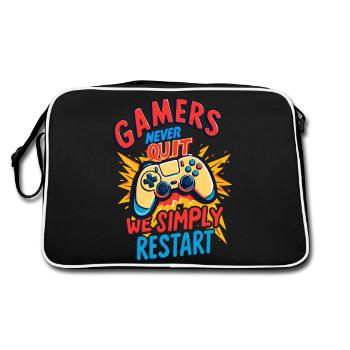 Gamers Never Quit - Retro Bag - black/white - Back