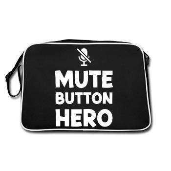 Bouton de sourdine Héros | Typographie sarcastique amusante - W - Sac Retro - noir/blanc - Dos