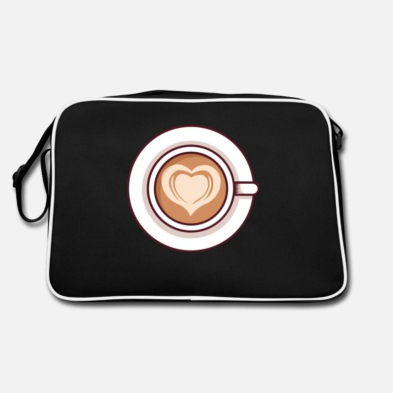 Cappuccino mit Liebe - Retro Tasche - Schwarz/Weiß