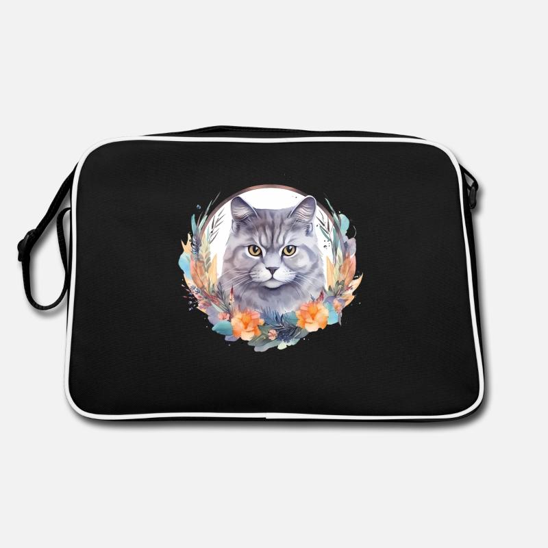 Britisch Kurzhaar Katze Boho Elements, Katzen Retro Tasche