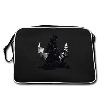 Samurai Krieger Japan Landschaft - Retro Tasche - Schwarz/Weiß - Hinten