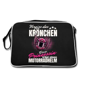 Motorradhelm statt Krönchen - Prinzessin Shirt - Retro Tasche - Schwarz/Weiß - Hinten