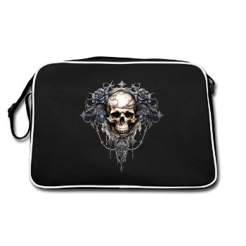 Impression d’Art gothique avec tête de mort et Roses - Sac Retro - noir/blanc - Dos
