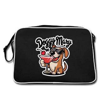Chien de dessin animé tenant une boisson - Sac Retro - noir/blanc - Dos