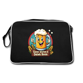 SAVE WATER DRINK BEER - Bierkrug - Retro Tasche - Schwarz/Weiß - Hinten