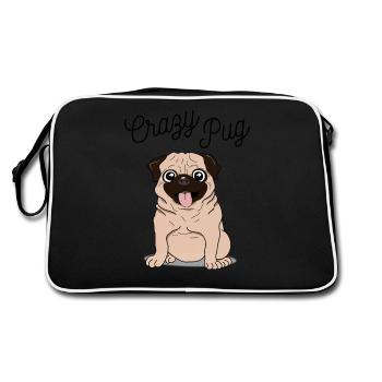 Mops - Retro Tasche - Schwarz/Weiß - Hinten