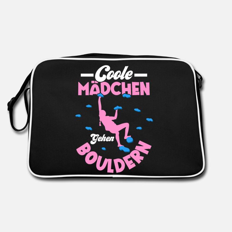 Coole Mädchen Gehen Bouldern Boulder Klettern - Retro Tasche - Schwarz/Weiß