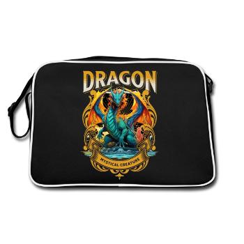 dragon, fantasy, magic, mysticism, mythology, creature - Retro Bag - black/white - Back