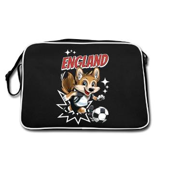 Fußball England Hund Tier Fußballer Fan Team - Retro Tasche - Schwarz/Weiß - Hinten