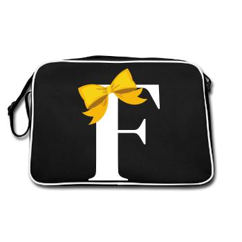 Letter f yellow bow - Retro Bag - black/white - Back