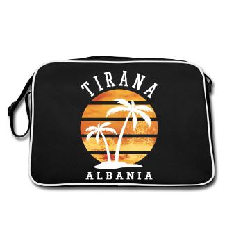 Tirana Tirane Albanie Été Palmiers Plage Mer - Sac Retro - noir/blanc - Dos
