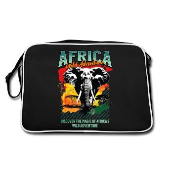 Africa Elephant Nature Adventure Wilderness Safari - Retro Bag - black/white - Back