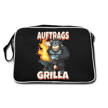 grillade grilla griller gorilla bbq dire drôle - Sac Retro - noir/blanc - Dos