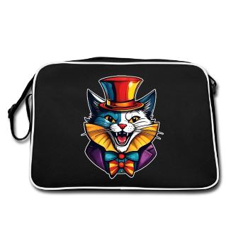 Coole Horror Clown Katze - Retro Tasche - Schwarz/Weiß - Hinten