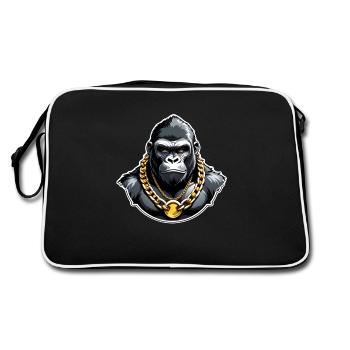 Gorilla with Gold Chain - Retro Bag - black/white - Back